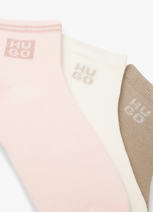 HUGO Sokken met logo in 3-pack - voorkant 2 lichtroze