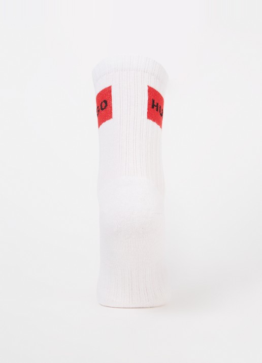 HUGO Sportsokken met logo in 2-pack - voorkant 2 wit