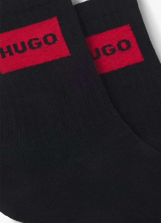 HUGO Sportsokken met logo in 2-pack - detail zwart