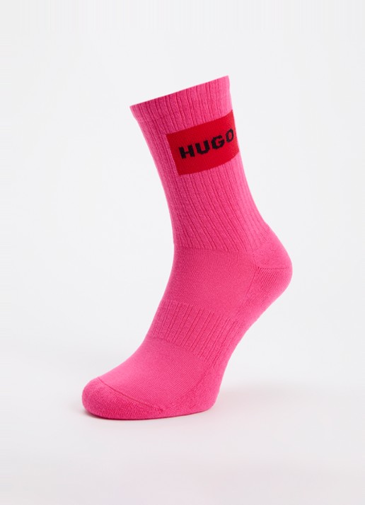 HUGO Sportsokken met logo in 2-pack - detail fuchsia