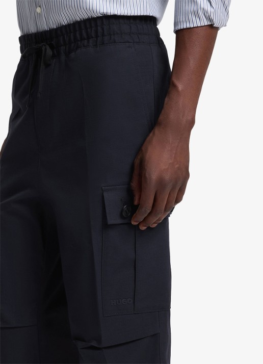 HUGO Straight fit cargobroek met steekzakken - detail 3 donkerblauw