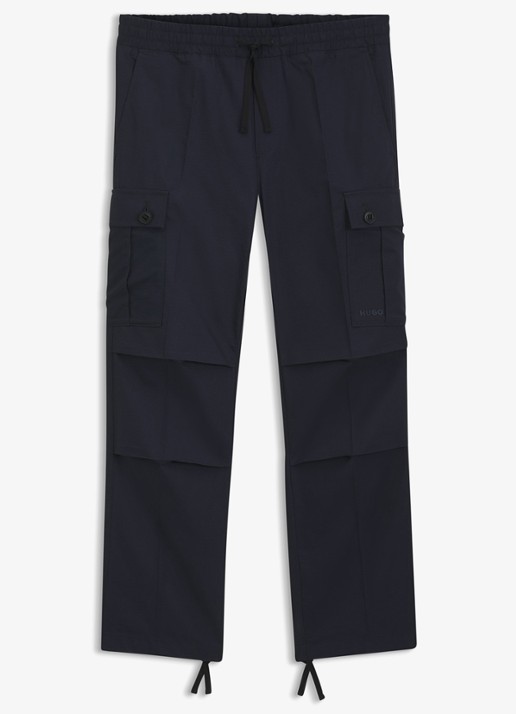 HUGO Straight fit cargobroek met steekzakken - voorkant 2 donkerblauw