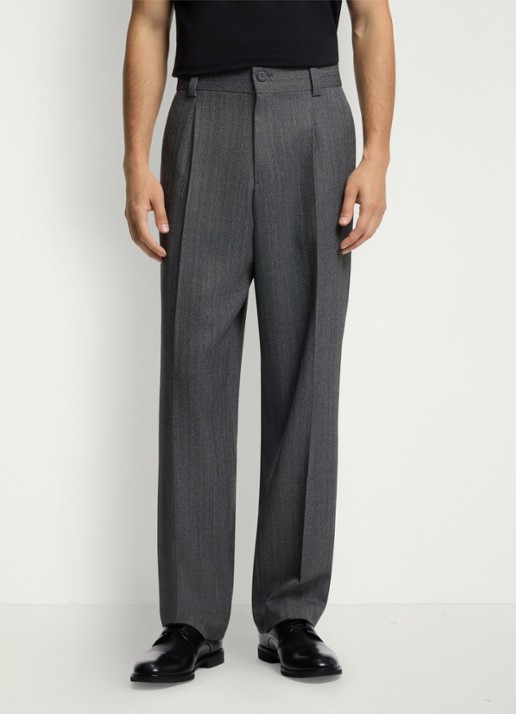 HUGO Straight fit pantalon met structuur