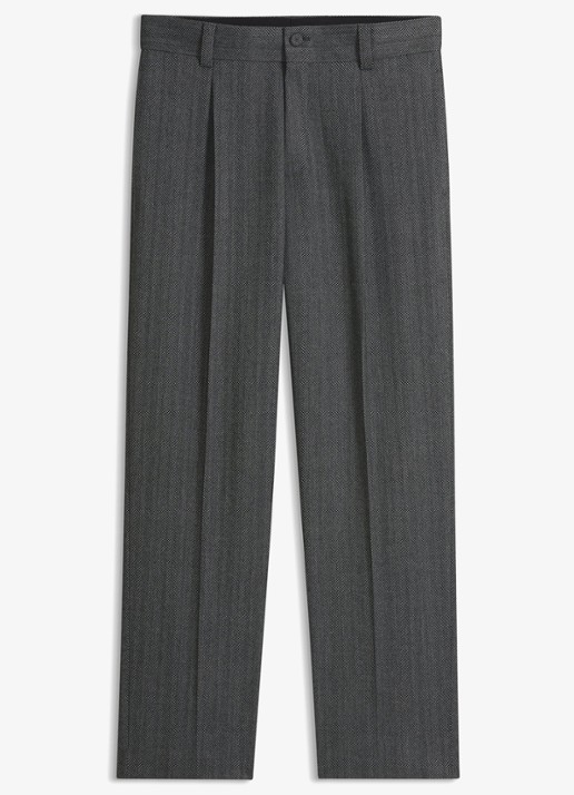 HUGO Straight fit pantalon met structuur - voorkant 5 donkergrijs