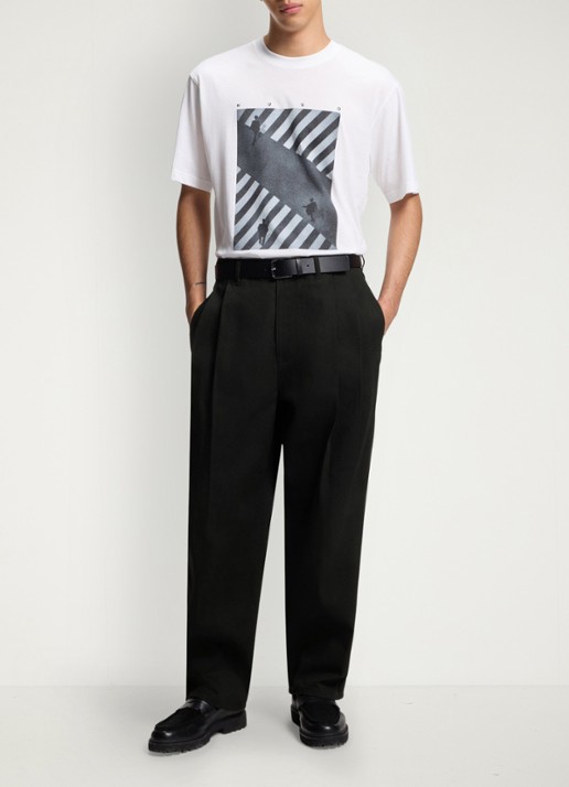 HUGO Straight leg jeans met steekzakken - voorkant 3 zwart