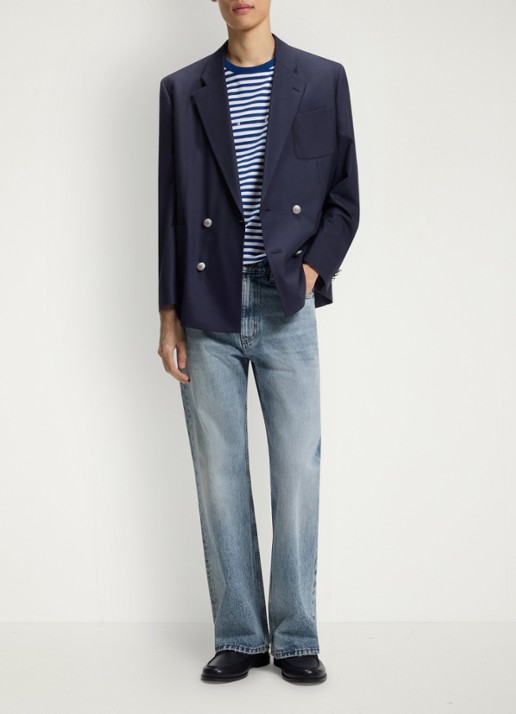 HUGO Straight leg jeans met steekzakken - voorkant 5 denim