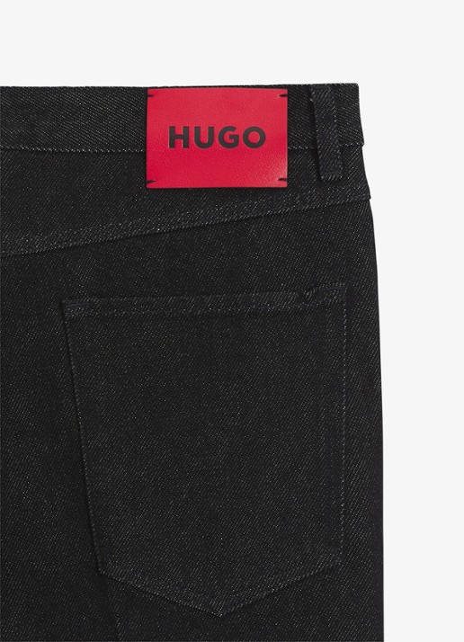 HUGO Straight leg jeans met steekzakken - detail 2 zwart
