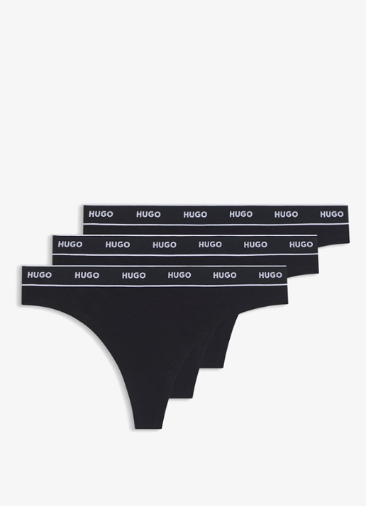 HUGO String met logoband in 3-pack - voorkant 4 zwart