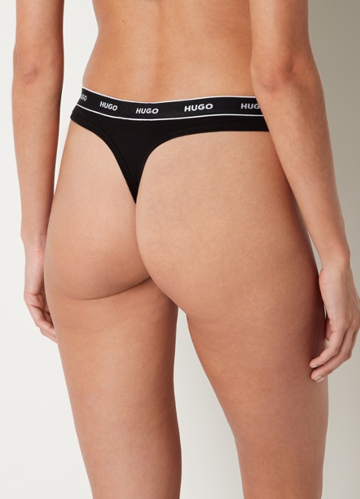 HUGO String met logoband in 3-pack - achterkant 3 diepzwart