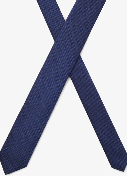 HUGO Stropdas van zijde met jacquard dessin - achterkant 6 donkerblauw