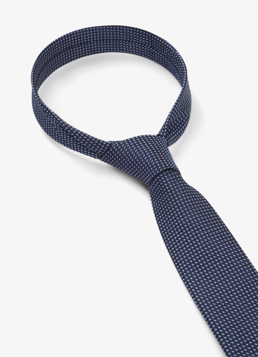HUGO Stropdas van zijde met stippenprint - detail 3 donkerblauw