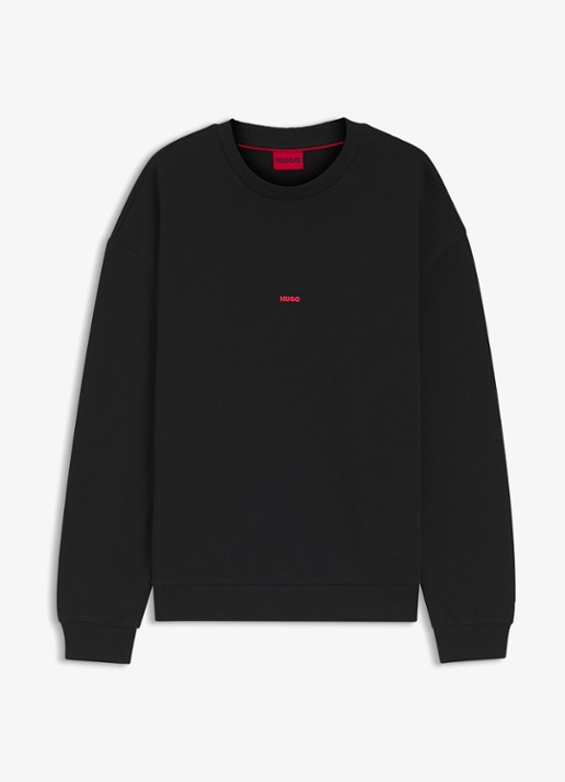 HUGO Sweater met logo-en backprint - voorkant 4 zwart