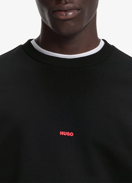 HUGO Sweater met logo-en backprint - detail 2 zwart