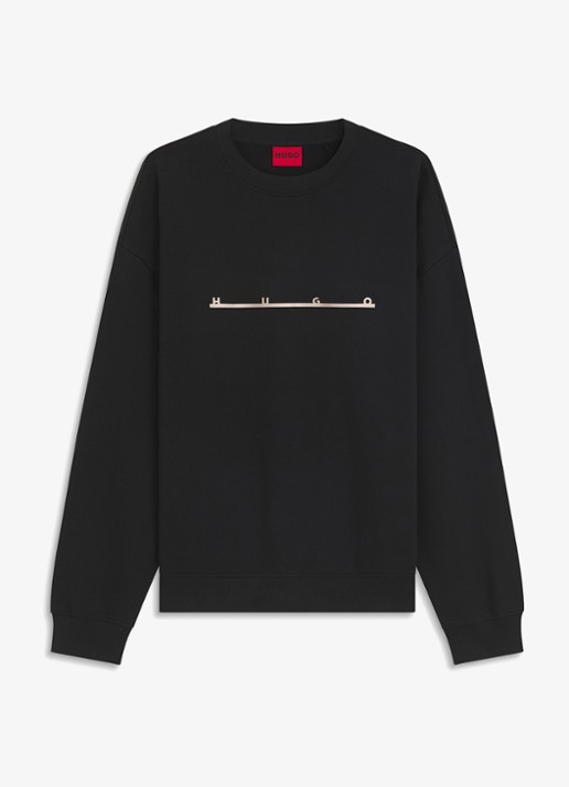 HUGO Sweater met logo - voorkant zwart