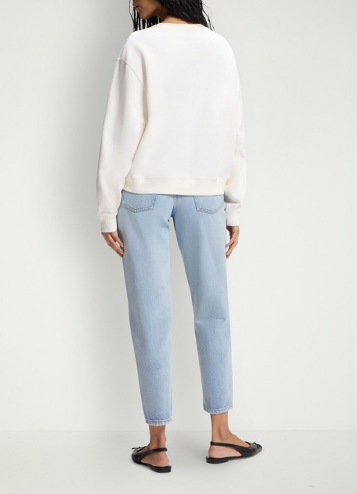 HUGO Sweater met logo - achterkant gebroken wit