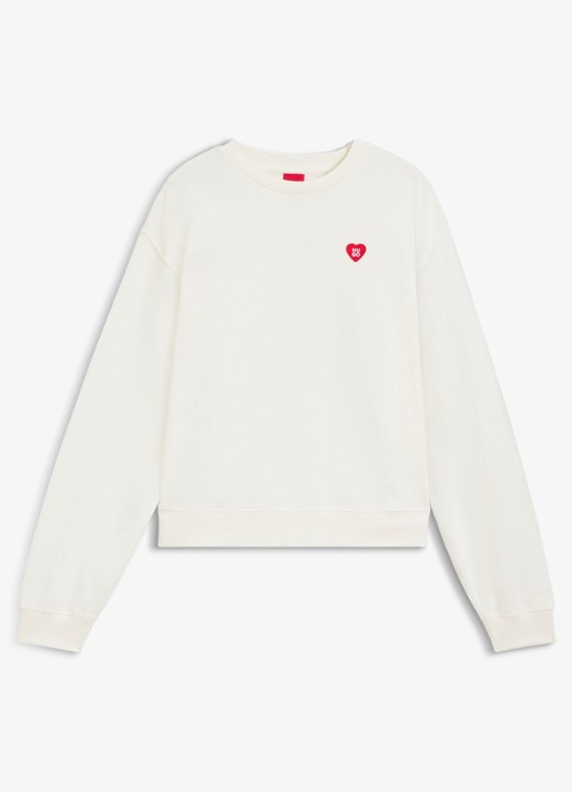 HUGO Sweater met logo - voorkant 2 gebroken wit