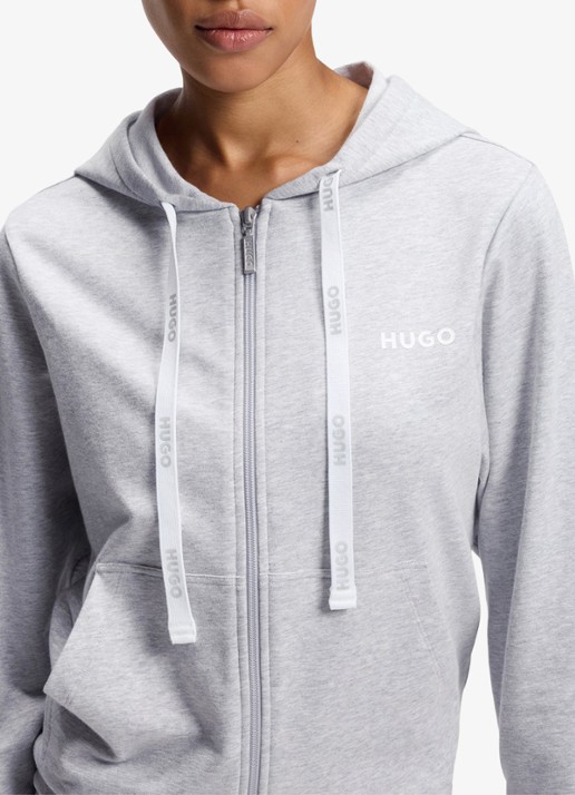 HUGO Sweatvest met capuchon - detail 3 grijs