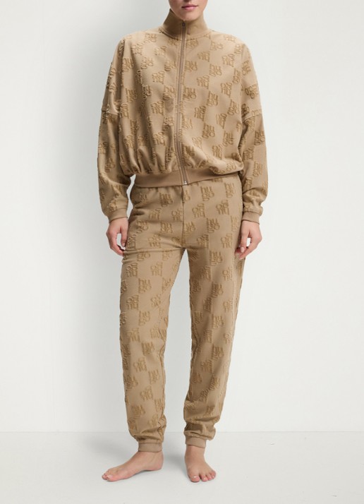HUGO Sweatvest met logo - voorkant 5 light /pastel brown-232 / bruin