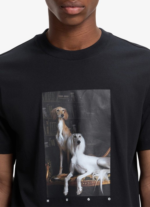HUGO T-shirt met grafische print - detail 2 diepzwart
