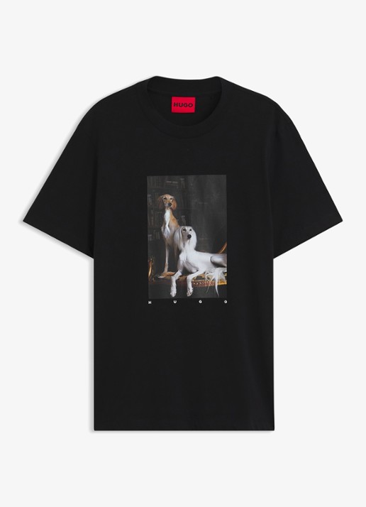 HUGO T-shirt met grafische print - voorkant 4 diepzwart