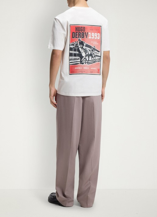 HUGO T-shirt met logo- en backprint - achterkant natural-102 / wit