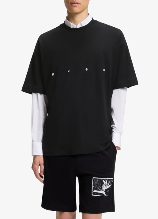 HUGO T-shirt met logo- en backprint