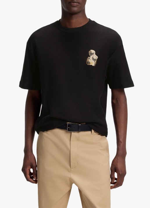 HUGO T-shirt met logo- en backprint - detail 3 zwart