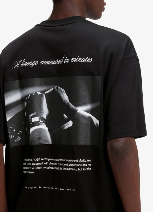 HUGO T-shirt met logo- en backprint - detail 5 zwart