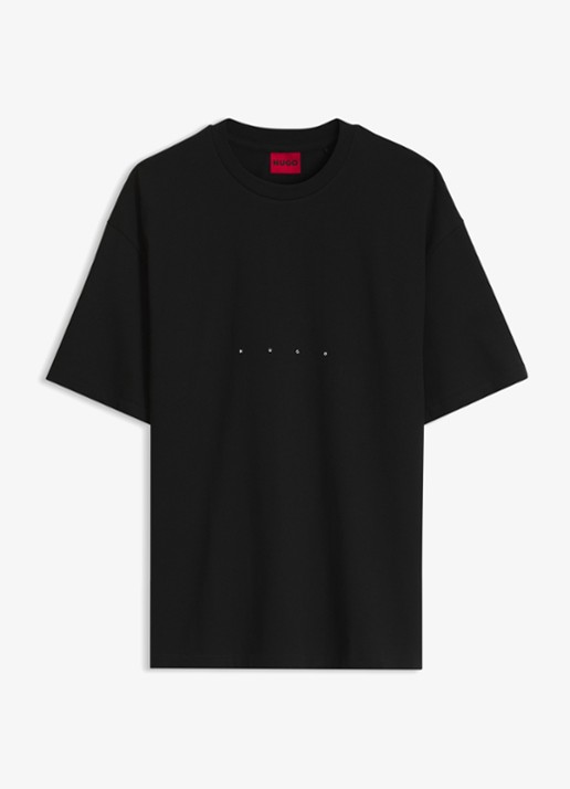 HUGO T-shirt met logo- en backprint - voorkant zwart