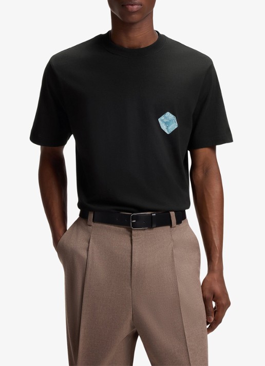 HUGO T-shirt met logo- en backprint