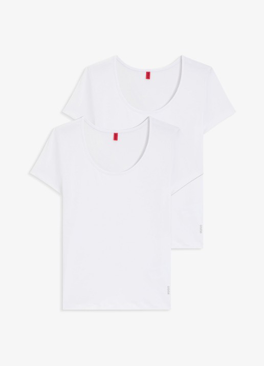 HUGO T-shirt met logo in 2-pack - voorkant 5 wit