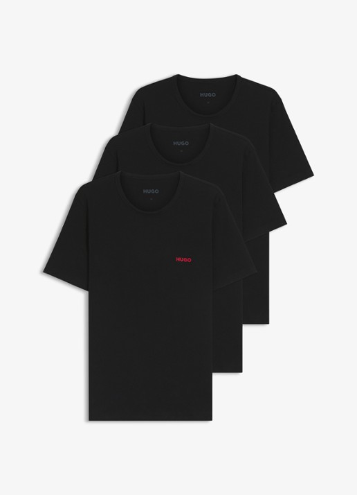 HUGO T-shirt met logo in 3-pack - voorkant 2 zwart