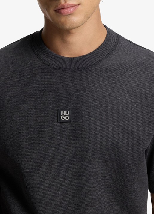 HUGO T-shirt met logo - detail 5 donkergrijs