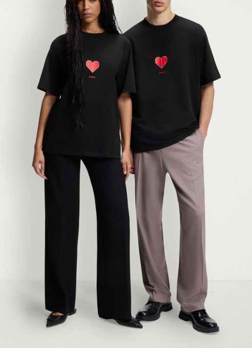 HUGO T-shirt met logo - detail 6 zwart