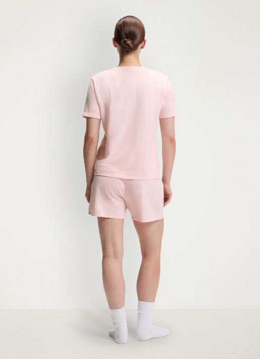 HUGO T-shirt met logoborduring - achterkant 3 lichtroze
