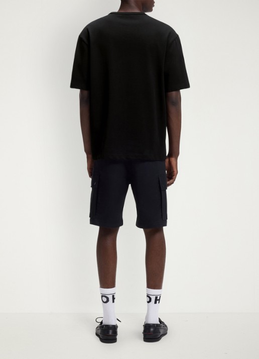 HUGO T-shirt met logoborduring - achterkant zwart
