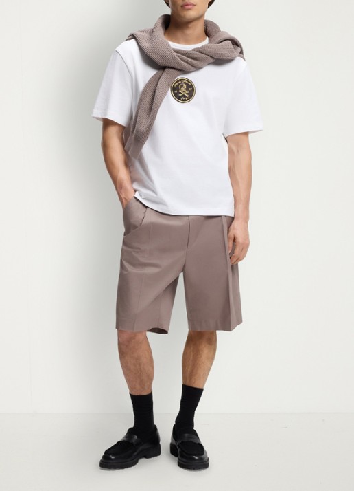 HUGO T-shirt met logoborduring - voorkant 2 wit