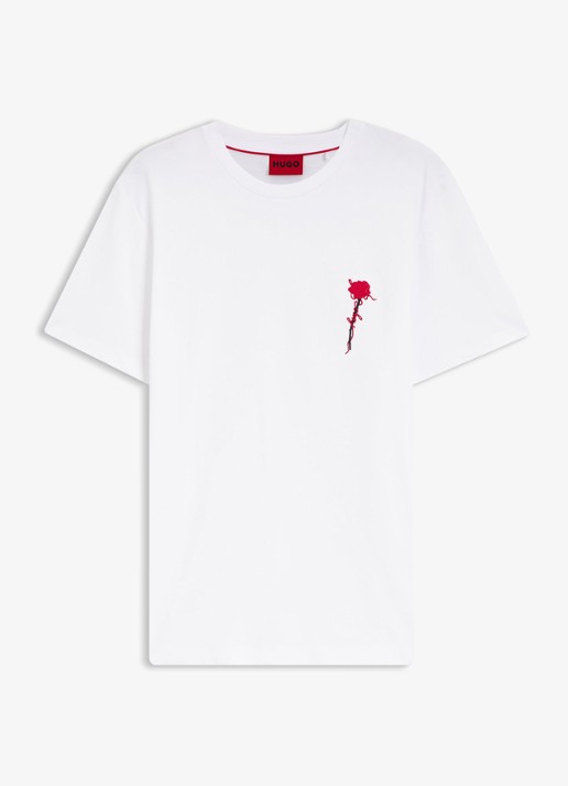 HUGO T-shirt met logoborduring - voorkant 4 wit