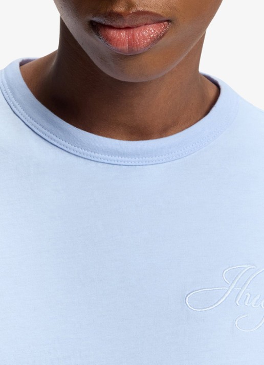 HUGO T-shirt met logoborduring - detail 5 open blue-476 / blauw