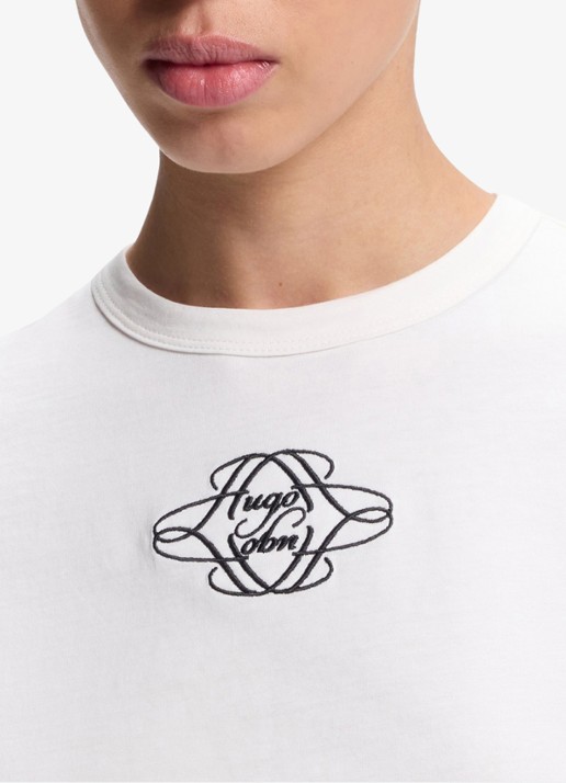 HUGO T-shirt met logoborduring - detail 5 wit