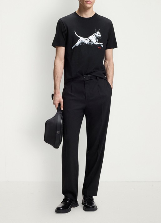 HUGO T-shirt met logoprint - voorkant 2 zwart