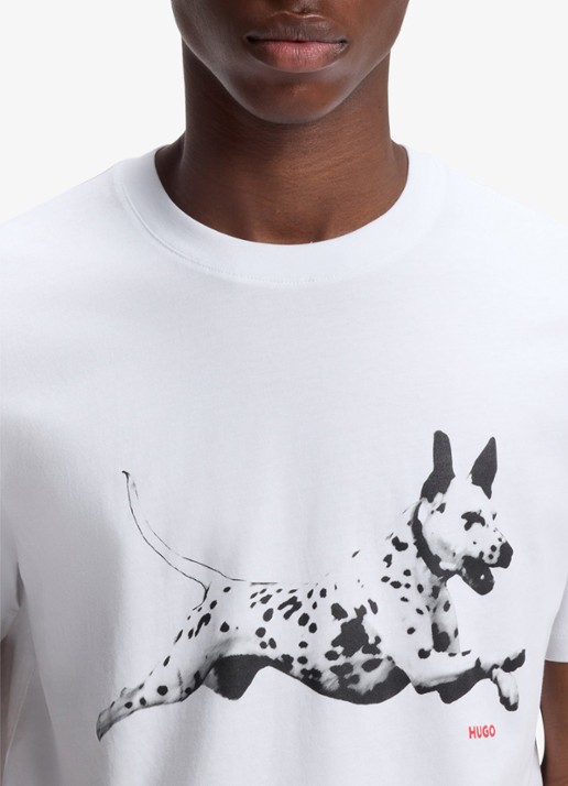HUGO T-shirt met logoprint - detail 5 wit