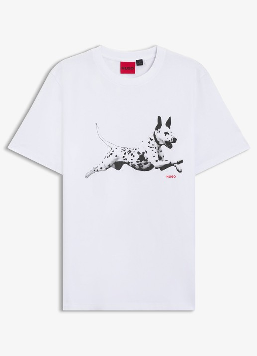 HUGO T-shirt met logoprint - voorkant 2 wit