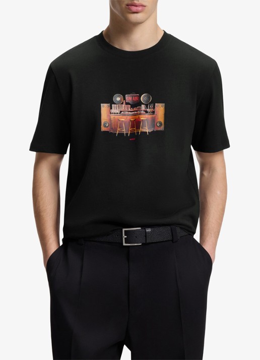 HUGO T-shirt met print - detail 3 zwart