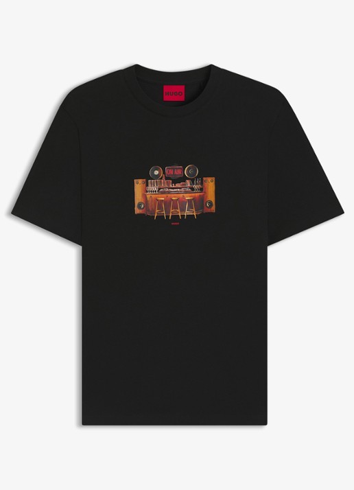 HUGO T-shirt met print - voorkant zwart