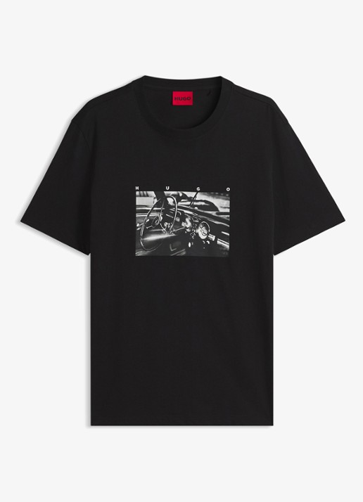 HUGO T-shirt met print - voorkant 4 diepzwart
