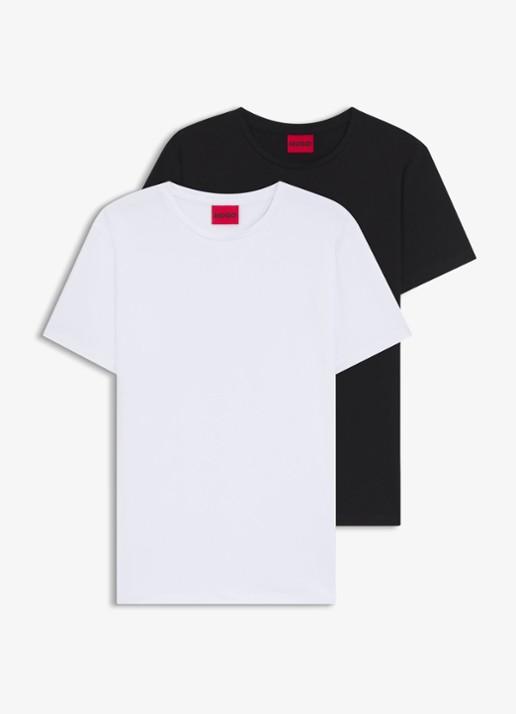 HUGO T-shirt met ronde hals in 2-pack - voorkant 3 diepzwart