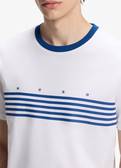 HUGO T-shirt met streepprint - detail 5 wit