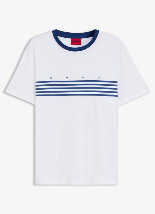 HUGO T-shirt met streepprint - voorkant wit