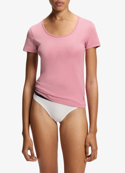 HUGO T-shirt met stretch in 2-pack - detail 3 open pink-691 / roze